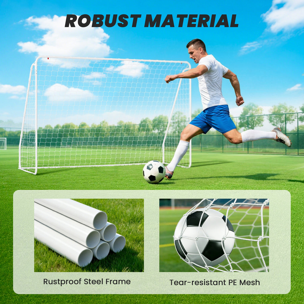 Soozier Soccer Goal, Soccer Net for Backyard, 10 x 4 ft, White
