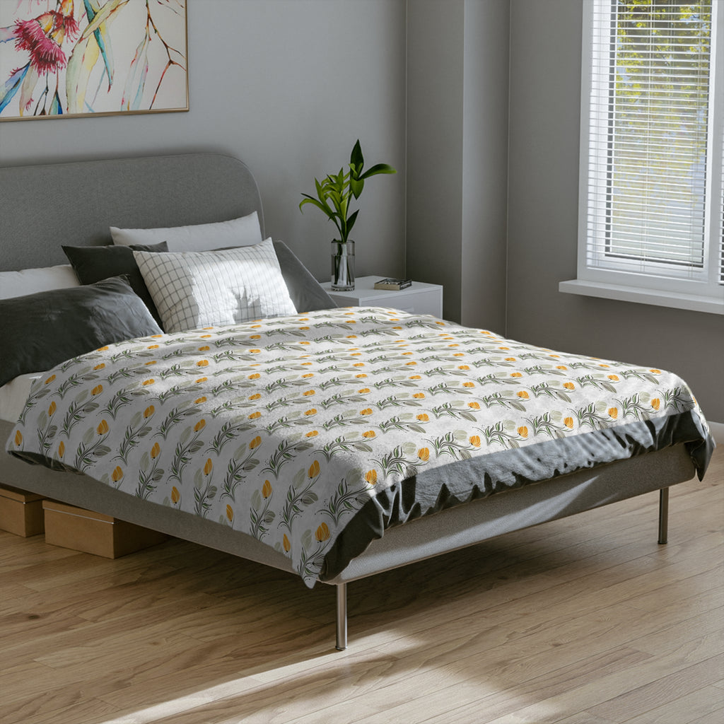 Floral Lemon Pattern Velveteen Throw Blanket