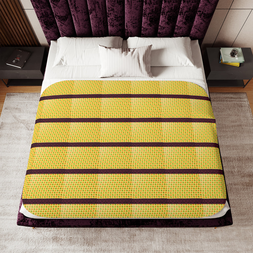 Striped Yellow Sherpa Blanket — Cozy Cabin Throw