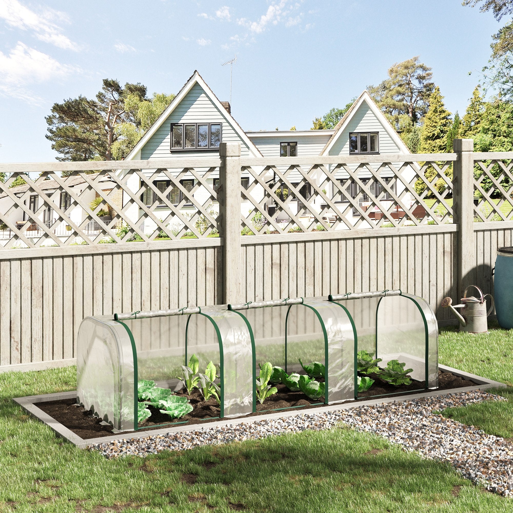 13' x 3' x 2.5' Portable Mini Tunnel Greenhouse with 4 Zipped Doors, Easy Assembly, Clear
