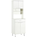 71"H Freestanding Kitchen Pantry, Buffet Cabinet with Hutch, Storage Cabinet with Drawer, Doors and Microwave Stand, White