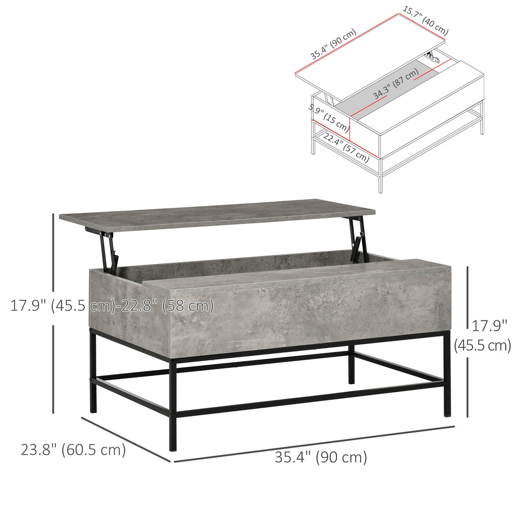 Lift Top Coffee Table with Hidden Storage Compartment Lift Tabletop Center Table for Living Room, Grey