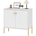 Sideboard, Modern Buffet Cabinet, Coffee Bar Cabinet with Fluted Doors and Adjustable Shelf, White
