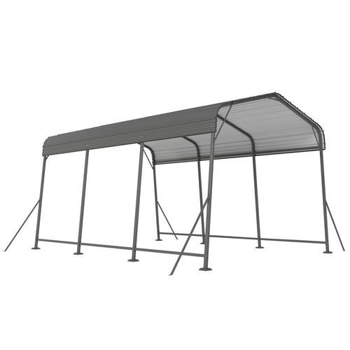 10 x 15FT Metal Carport, Heavy-Duty Carport Canopy with Reinforced Frame & Galvanized Steel Roof, Dark Grey