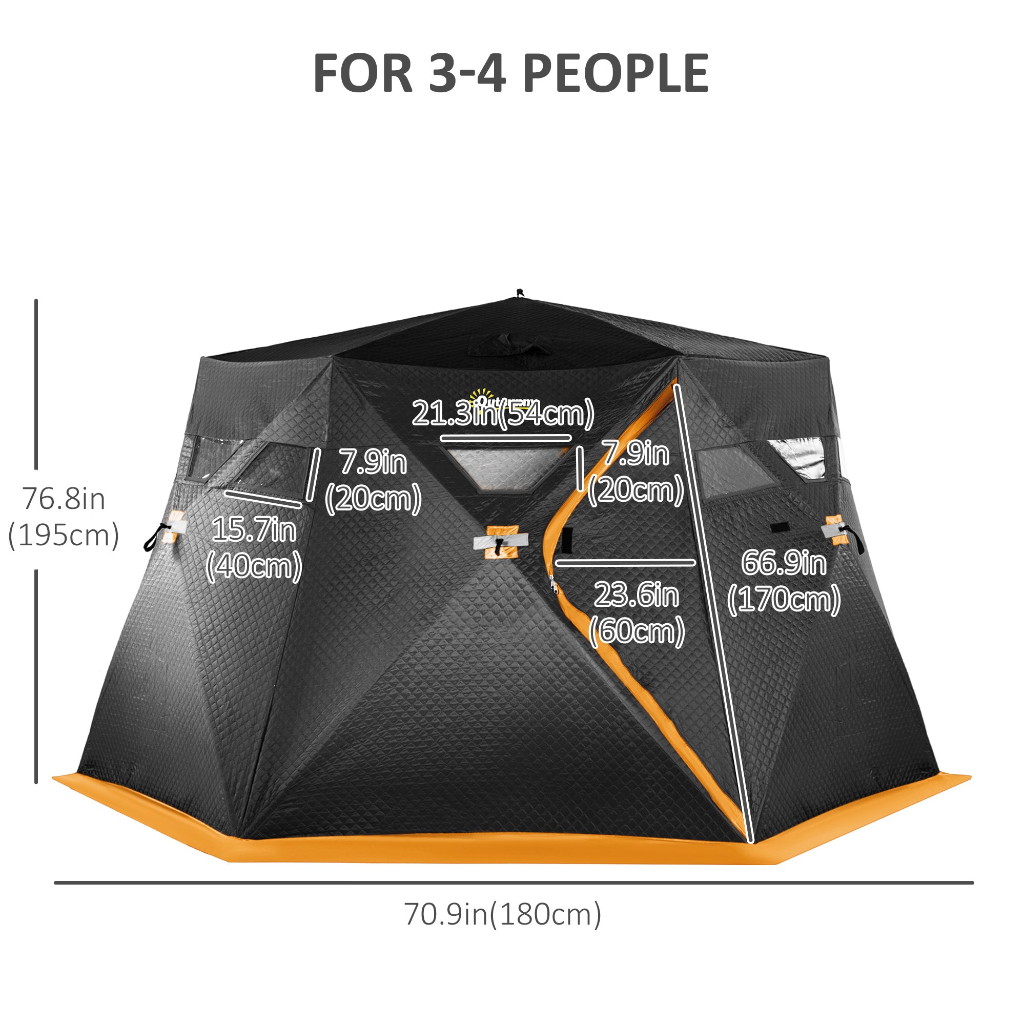 4 Person Insulated Ice Fishing Shelter, Pop-Up Portable Ice Fishing Tent with Carry Bag and Two Doors for -22℉, Blue