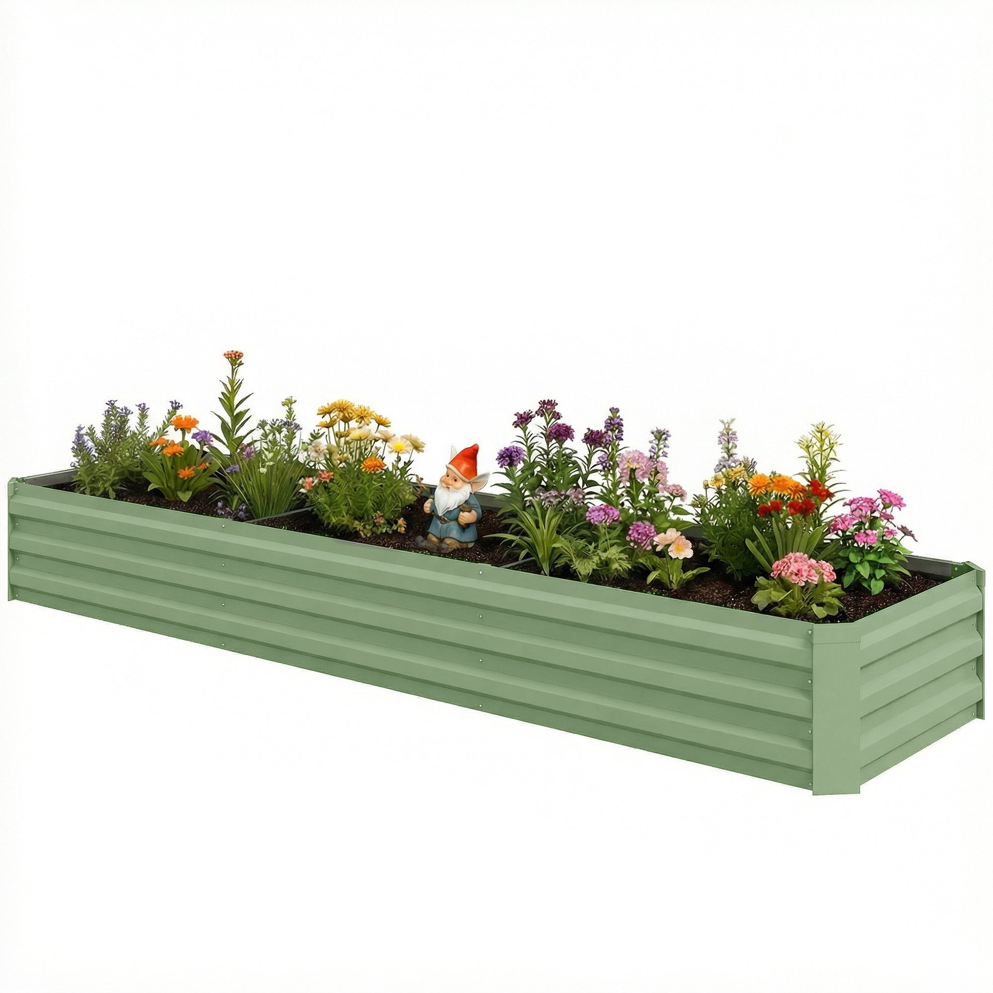 8'x2'x1' Galvanized Raised Bed, Large Elevated Planter Box for Growing Flowers, Herbs and Vegetables, Light Grey