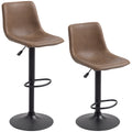 Adjustable Counter Height Bar Stools Set of 2, 360° Swivel Kitchen Counter Stools Dining Chairs with Backs, Vintage Leather, Brown