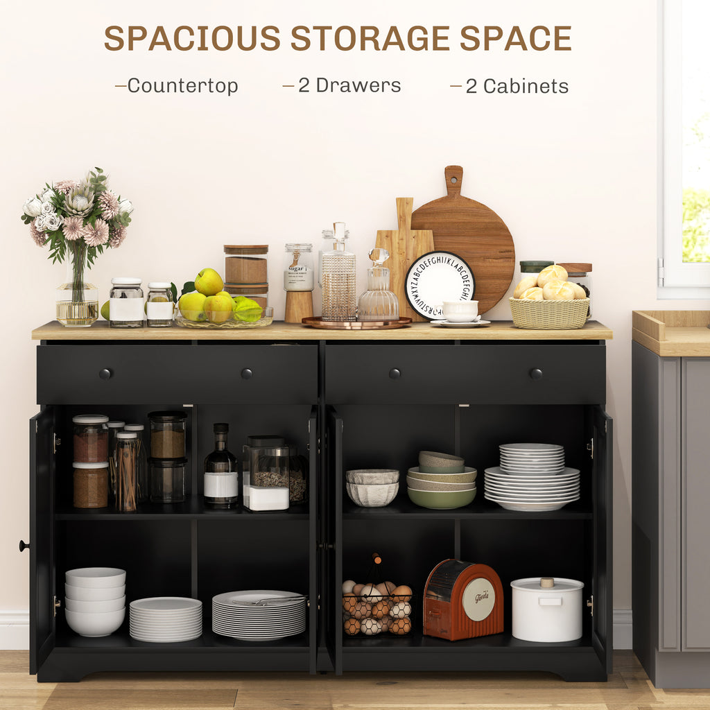 Modern Sideboard, Buffet Cabinet with Storage Drawers, Adjustable Shelves for Living Room, Dining Room, Entryway, White