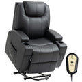 Power Lift Recliner Chair for Elderly, PU Leather Lift Chair with Thick and High Back, Footrest, Remote, Side Pockets, Cup Holders, Reclining Sofa for Living Room, Black