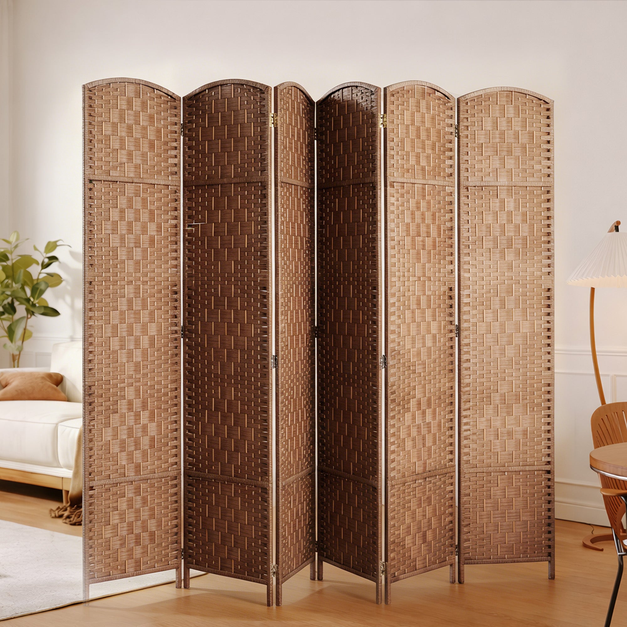 6ft Folding Room Divider, 3 Panel Wall Partition with Wooden Frame for Bedroom, Home Office, Natural
