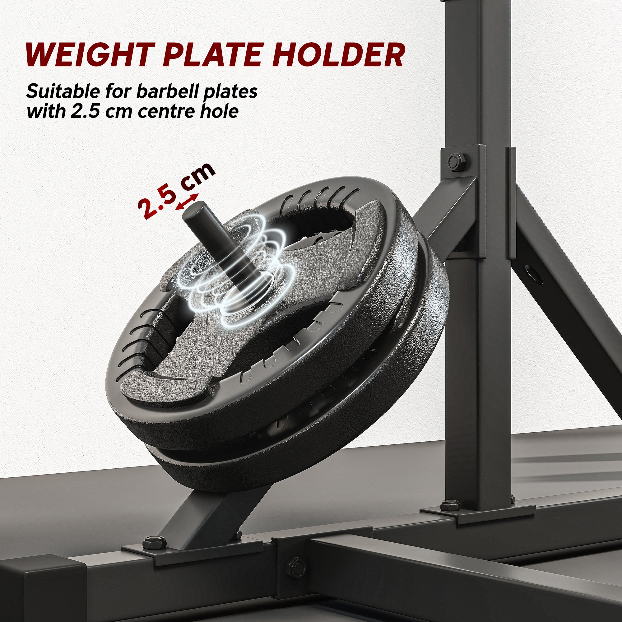 Soozier Adjustable Squat Rack, Multi-Function Bench Press Rack with Weight Plate Holders and Pull up Bar, Black