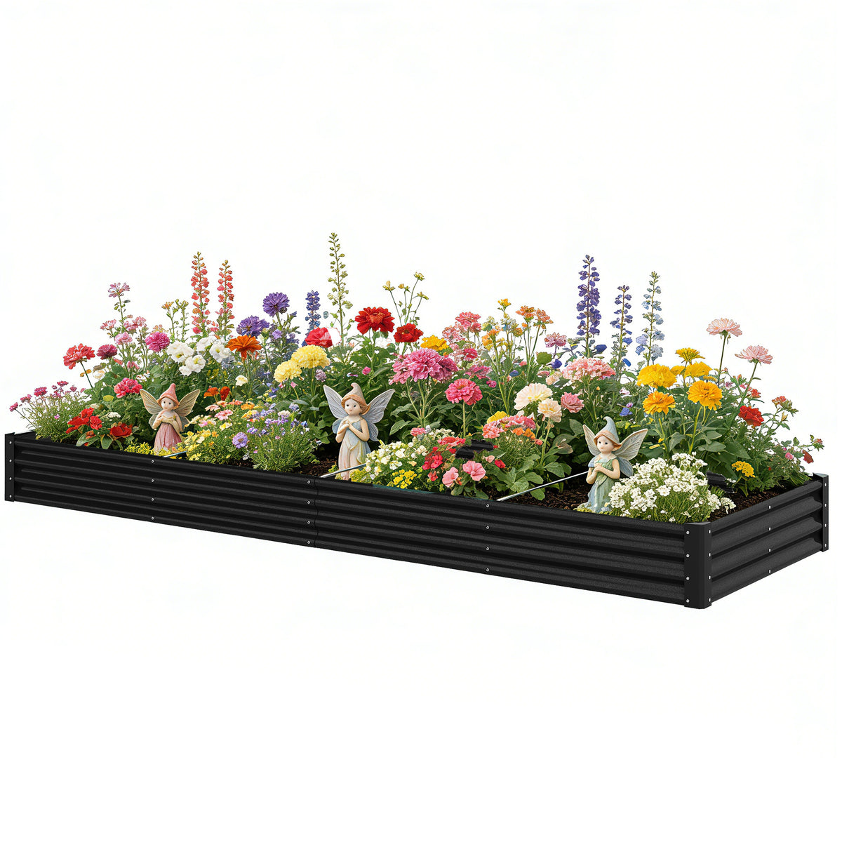8 x 1.3 x 1.5ft Galvanized Raised Garden Bed, Reinforced Outdoor Planter Box with Open Bottom, Green