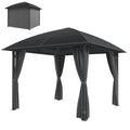 10' x 10' Outdoor Hardtop Gazebo Canopy with UV50+ Polycarbonate Roof, Steel Frame, Central Hook, Curtains, Light Grey