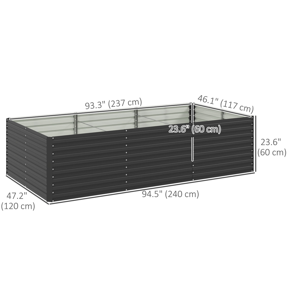 5' x 3' x 2' ዝዓቢ ልዕል ዝበለ ኣታኽልቲ ዓራት፣ ንዕምባባታት፣ ቅመማትን ኣሕምልትን ንምብቃል ዝጠቅም ጋልቫናይዝድ ዝተገብረ ኣታኽልቲ ሳጹን፣ ጸሊም ግራጫ