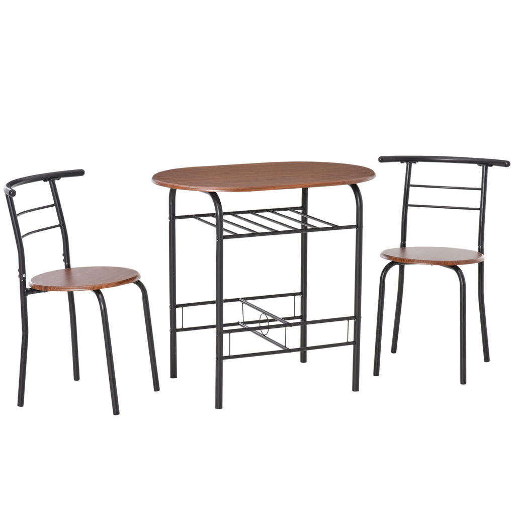 Dining Table Set of 3, 31.5" Kitchen Table and Chairs Set for 2 with Shelf, for Small Space, Dining Room, Living Room