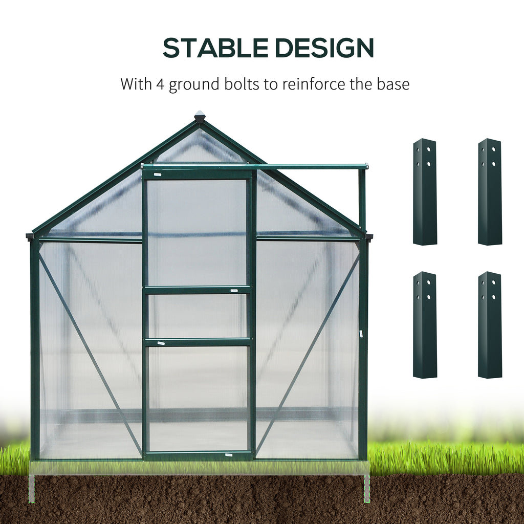6.2' x 8.3' x 6.6' Clear Polycarbonate Greenhouse, Large Walk-In Green House w/ Slide Door