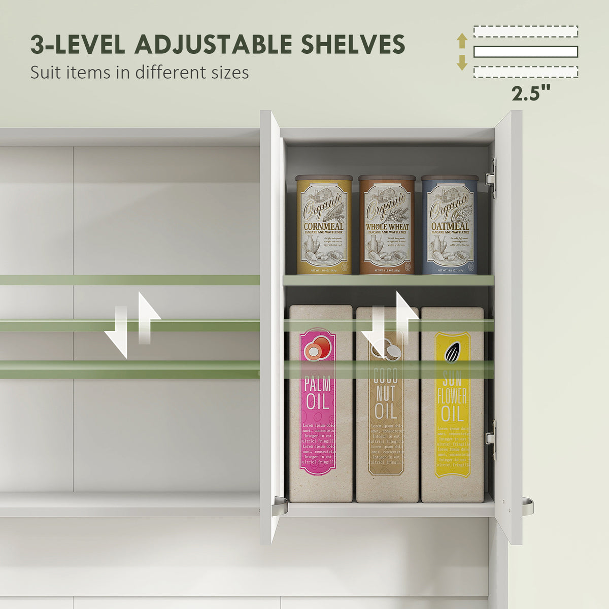 71" Modern Buffet with Hutch, Standing Kitchen Hutch with Storage Cabinets, Drawer, Open Space with Microwave Stand, White