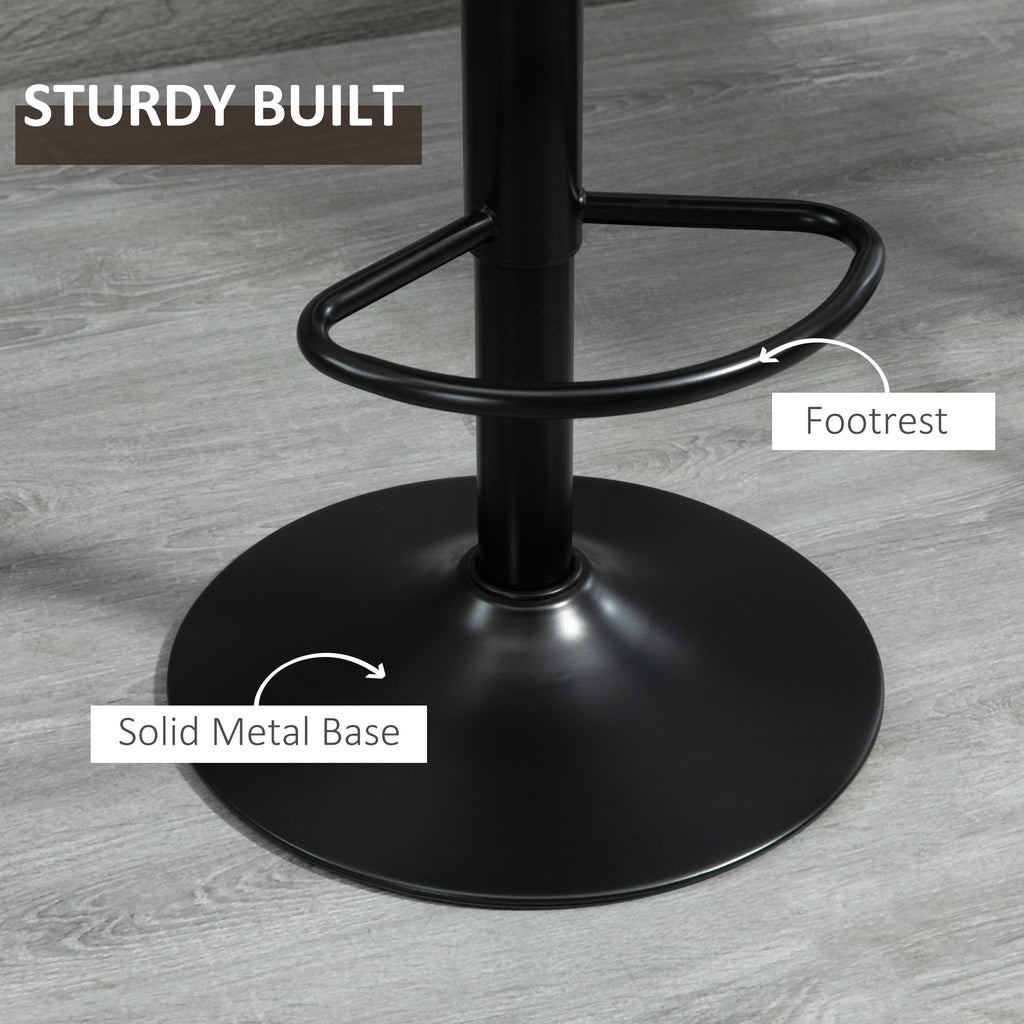 Adjustable Bar Stools Set of 2, Leathaire Swivel Barstools with Back and Footrest, Upholstered Bar Chairs for Kitchen, Dining Room, Home Pub, Brown