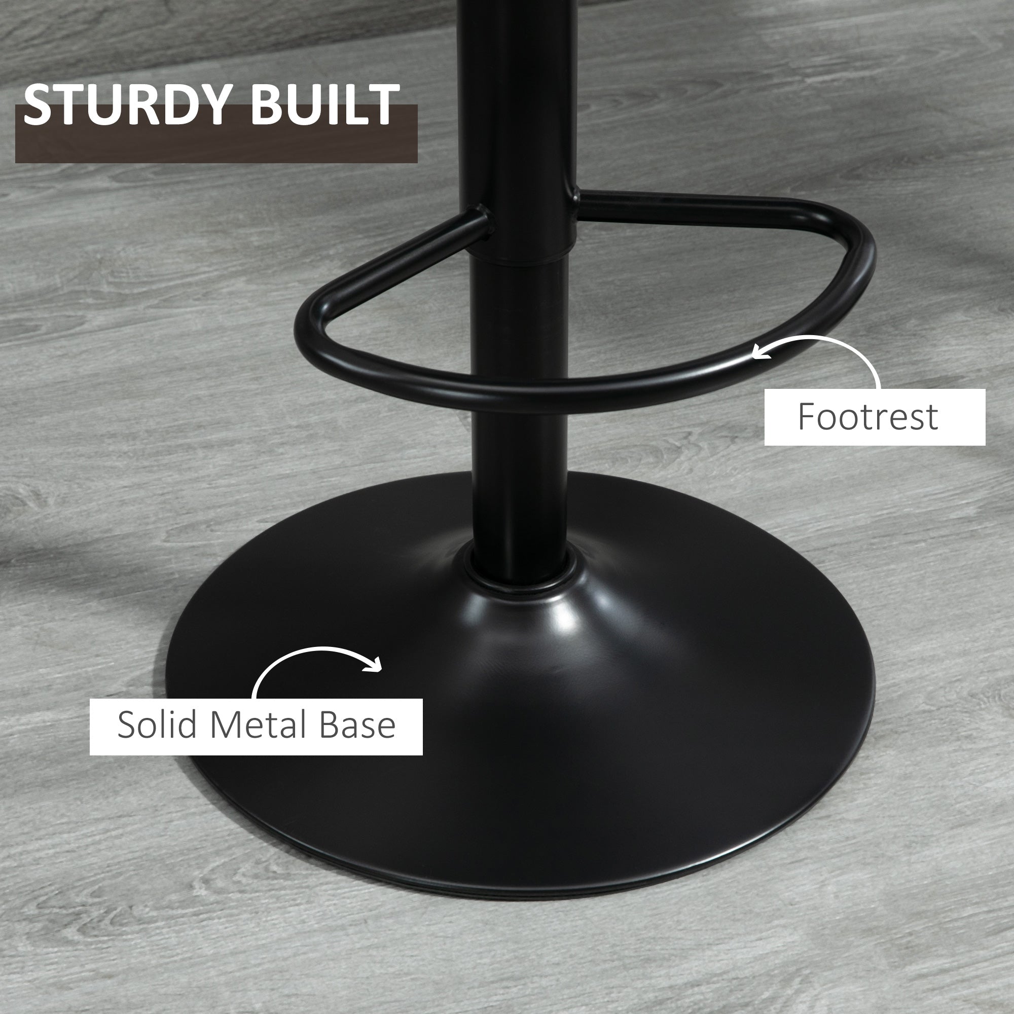 Adjustable Bar Stools Set of 2, Leathaire Swivel Barstools with Back and Footrest, Upholstered Bar Chairs for Kitchen, Dining Room, Home Pub, Brown