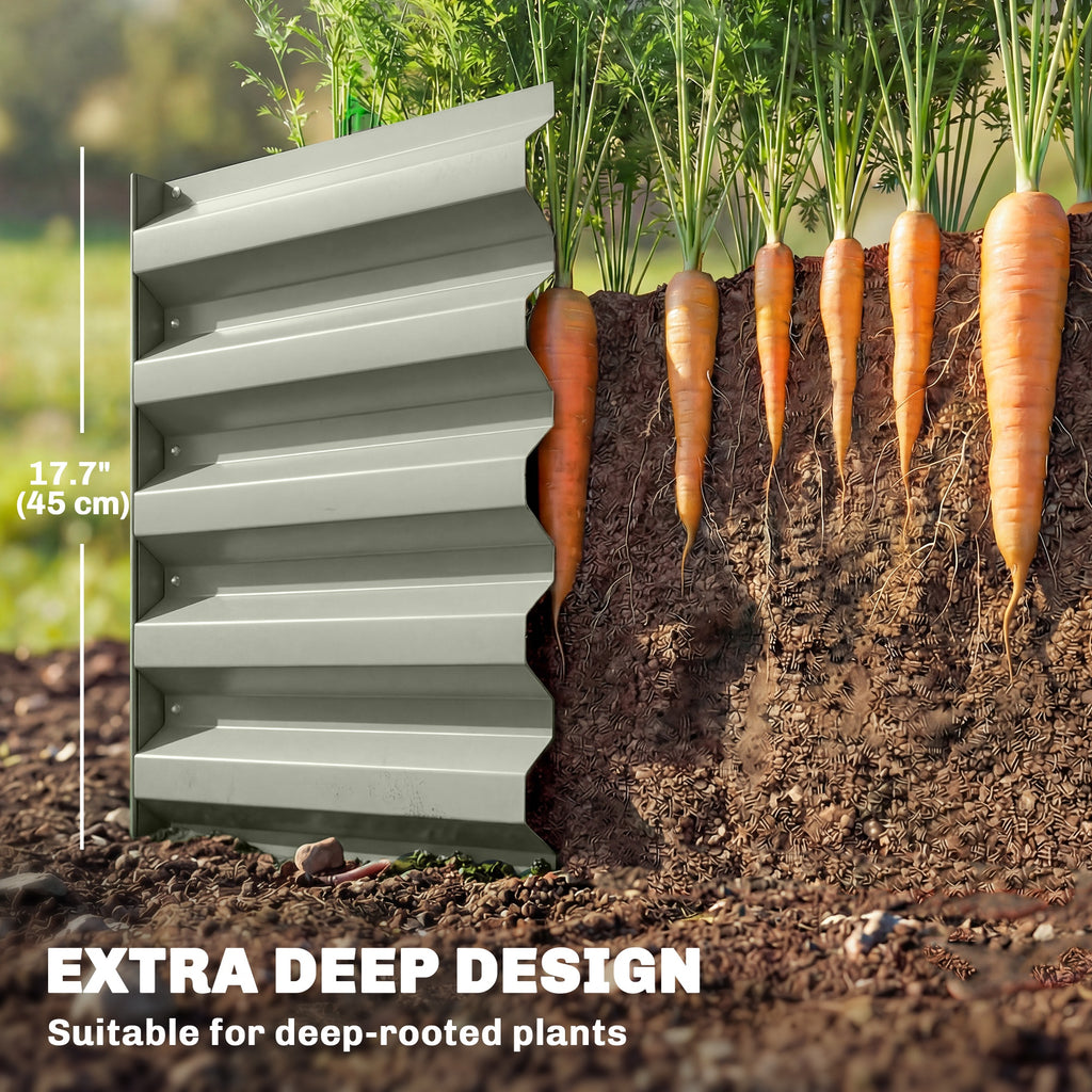 8 x 2.6 x 1.5ft Galvanized Raised Garden Bed, Reinforced Outdoor Planter Box with Open Bottom, Light Green