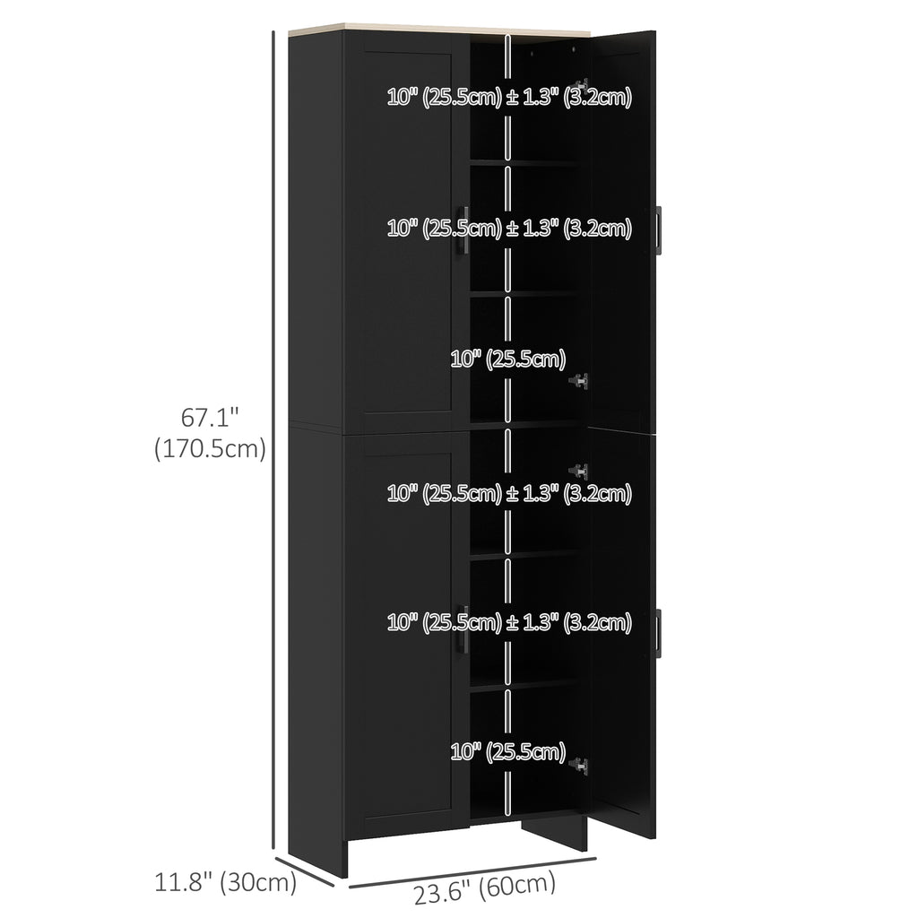 67" 4-Door Kitchen Pantry Cabinet, Freestanding Storage Cabinet Cupboard with Adjustable Shelves, White
