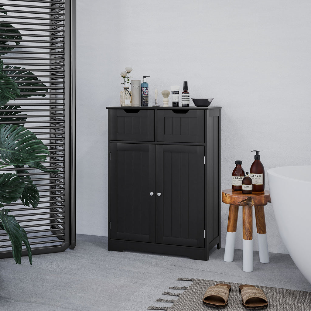 Bathroom Cabinet, Bathroom Storage Cabinet with 2 Drawers, Adjustable Shelf for Living Room, Entryway, White