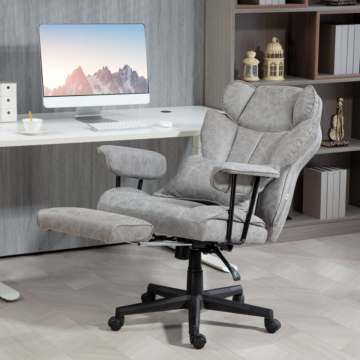 Big and Tall Office Chair with Foot Rest, 400LBS High Back Desk Chair with Padded Armrests, Lumbar Support, Black
