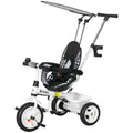 Qaba 6 in 1 Kids Tricycle with Removable Handlebar and Canopy, White