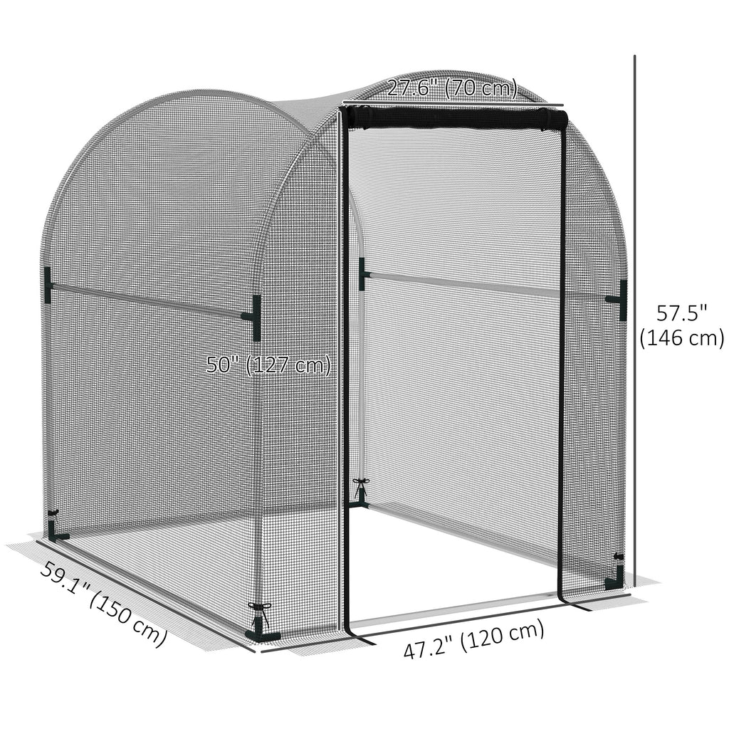 9.8' x 3.9' Crop Cage with Zipper Roll-Up Door, Mesh Plant Protection Tent from Animals with Galvanised Steel Frame