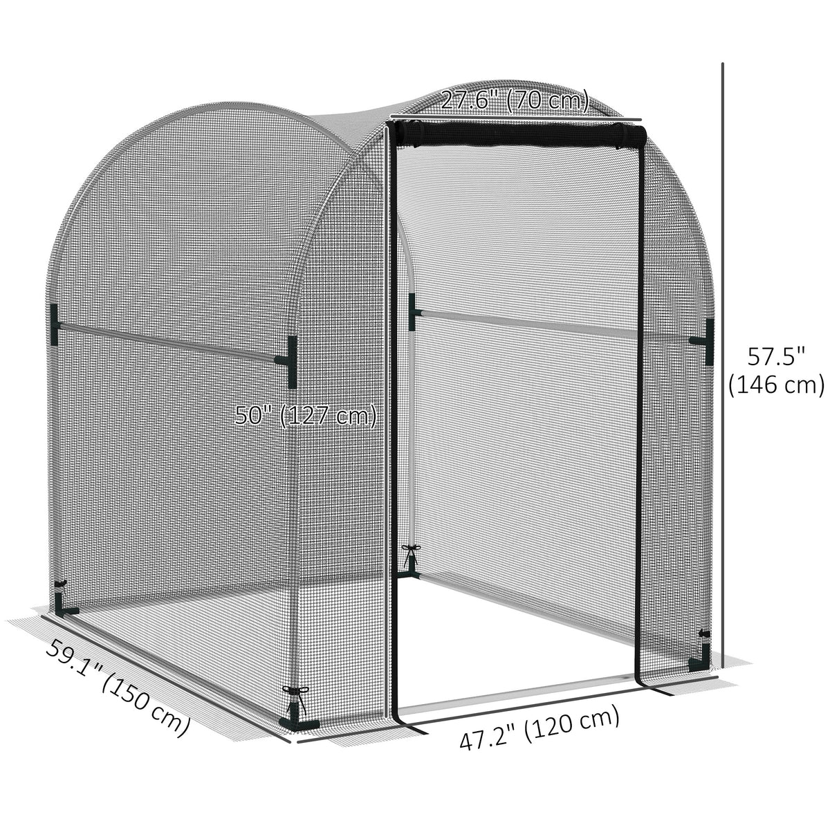 9.8' x 3.9' Crop Cage with Zipper Roll-Up Door, Mesh Plant Protection Tent from Animals with Galvanised Steel Frame