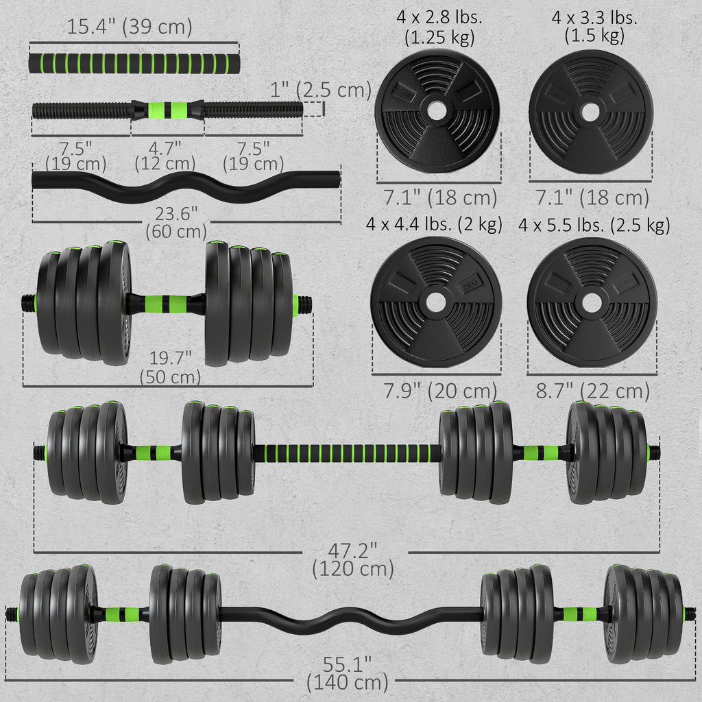 Soozier Adjustable Dumbbell Set, 3 in 1 Weights Dumbbells Set for Home Gym, 33lb Free Weights with Connector and Non-Slip Grip