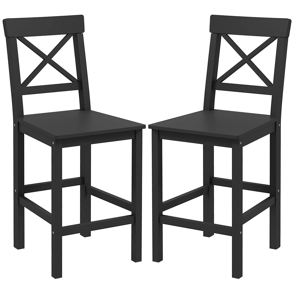 Counter Height Stools Set of 2, Farmhouse Bar Stools with Backs, Solid Wood Counter Stools for Kitchen Island