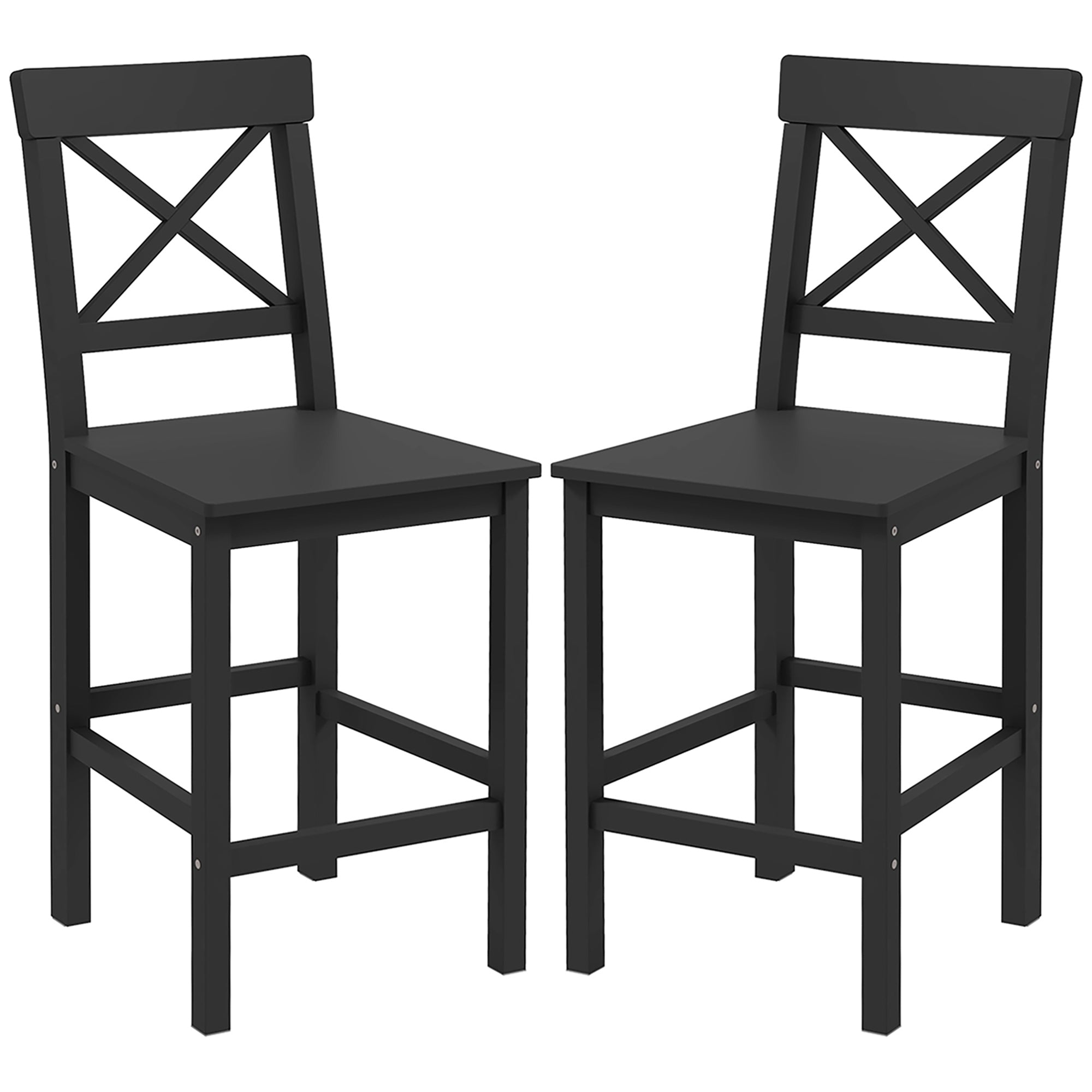 Counter Height Stools Set of 2, Farmhouse Bar Stools with Backs, Solid Wood Counter Stools for Kitchen Island