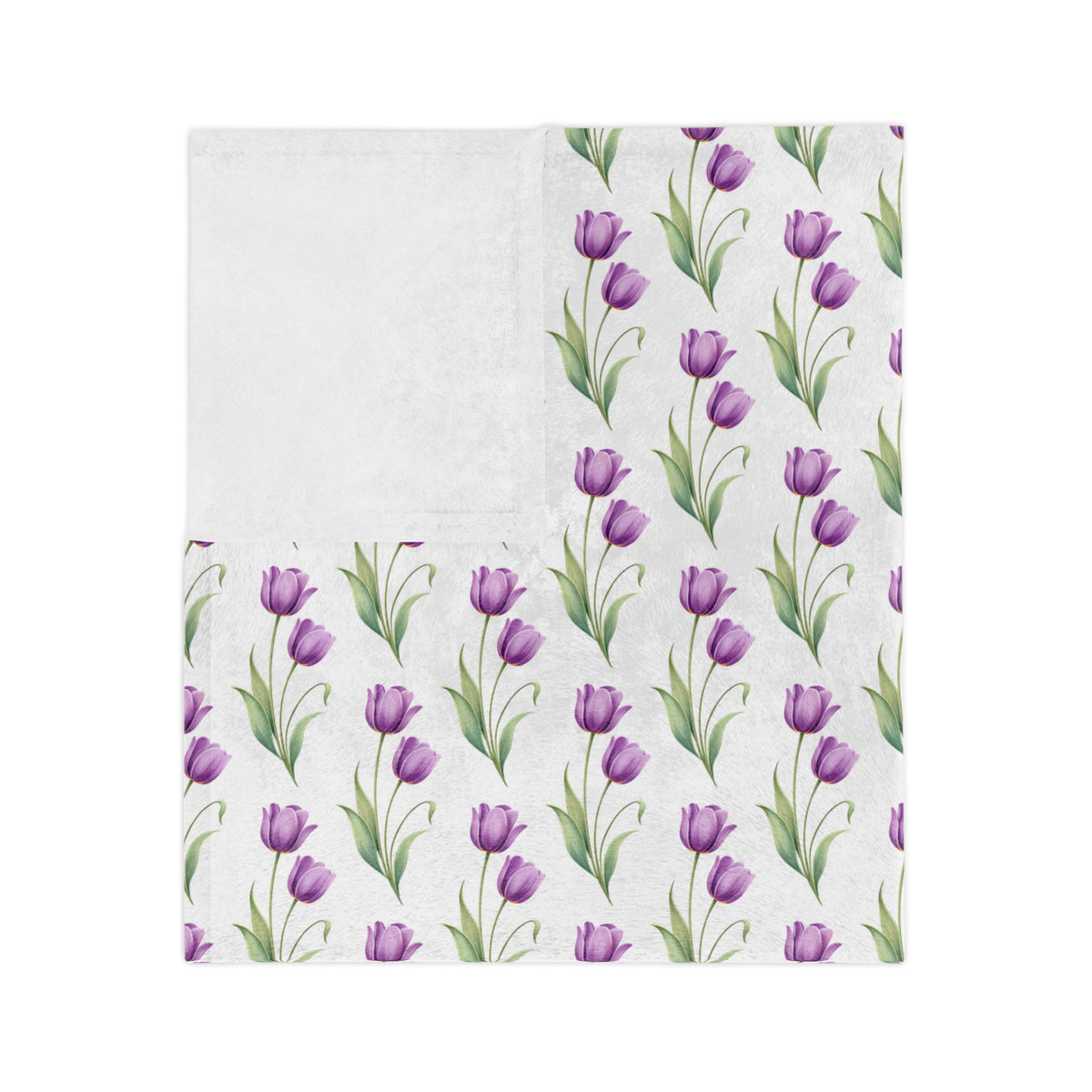 Floral Tulip Microfiber Blanket — Purple Tulip Pattern Throw