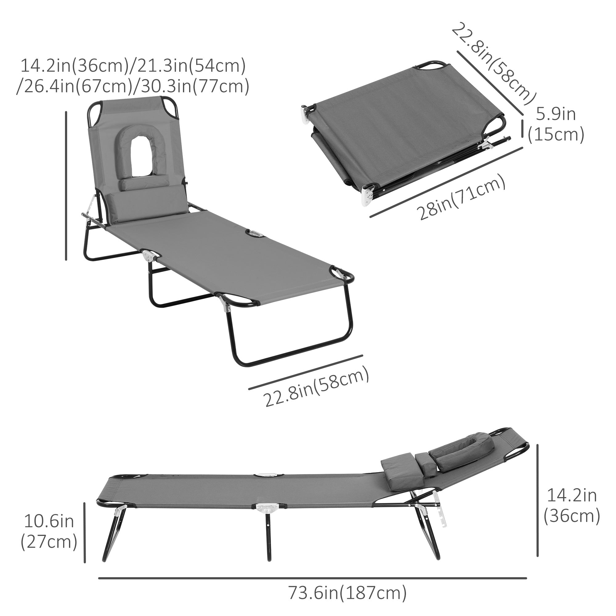ተስተካከሊ ወጻኢ ዝኾነ ዕረፍቲ መንበር፣ ኣታኽልቲ ዝሓጥፍ ዕረፍቲ መንበር ብገጽ ቀዳዳ ዘለዎ ዝሓጥፍ ጸሓይ መንበር፣ ዝሓጥፍ ካምፕ ባሕሪ ዕረፍቲ ዓራት ምስ ደገፍ ትራስ፣ ጸሊም