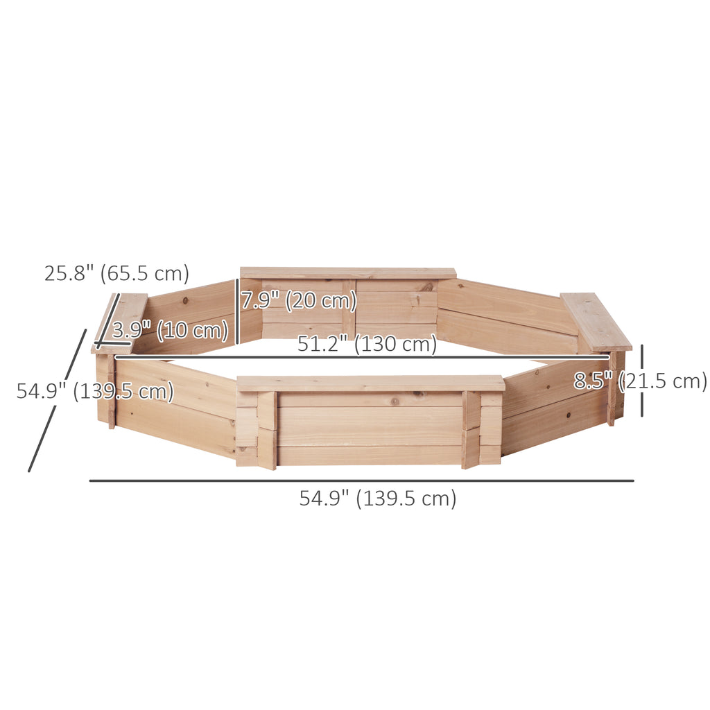Kids Sandbox with Cover, Wooden Sand Box with Seat, Outdoor Children Sand Pit for Backyard, Garden for Ages 3-8, Natural