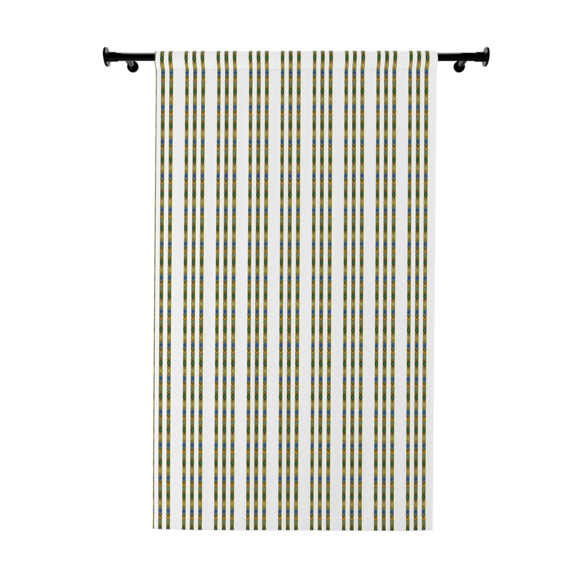 Striped Plaid Window Curtain Panel — Blue & Yellow Vertical Stripe Drapery