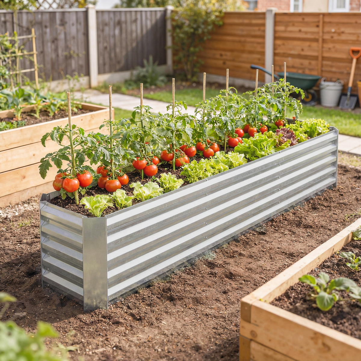6 x 3 x 1ft Galvanized Raised Garden Bed, Reinforced Outdoor Planter Box with Open Bottom, Silver