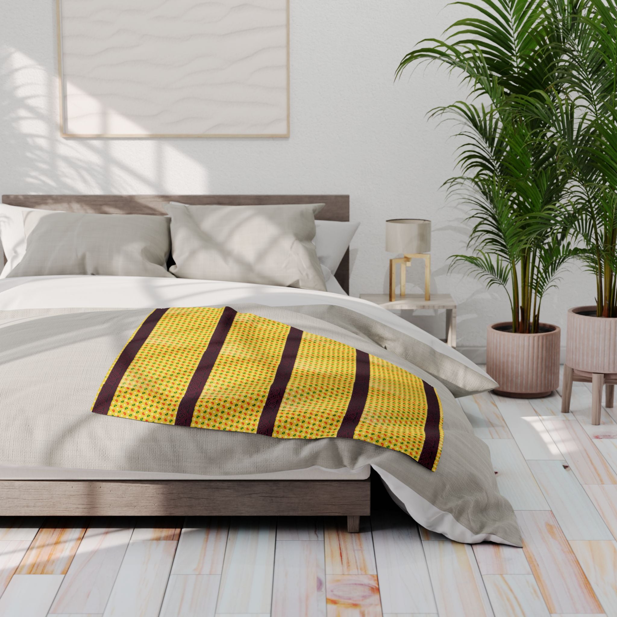 Arctic Fleece Blanket — Yellow Stripe Cozy Throw