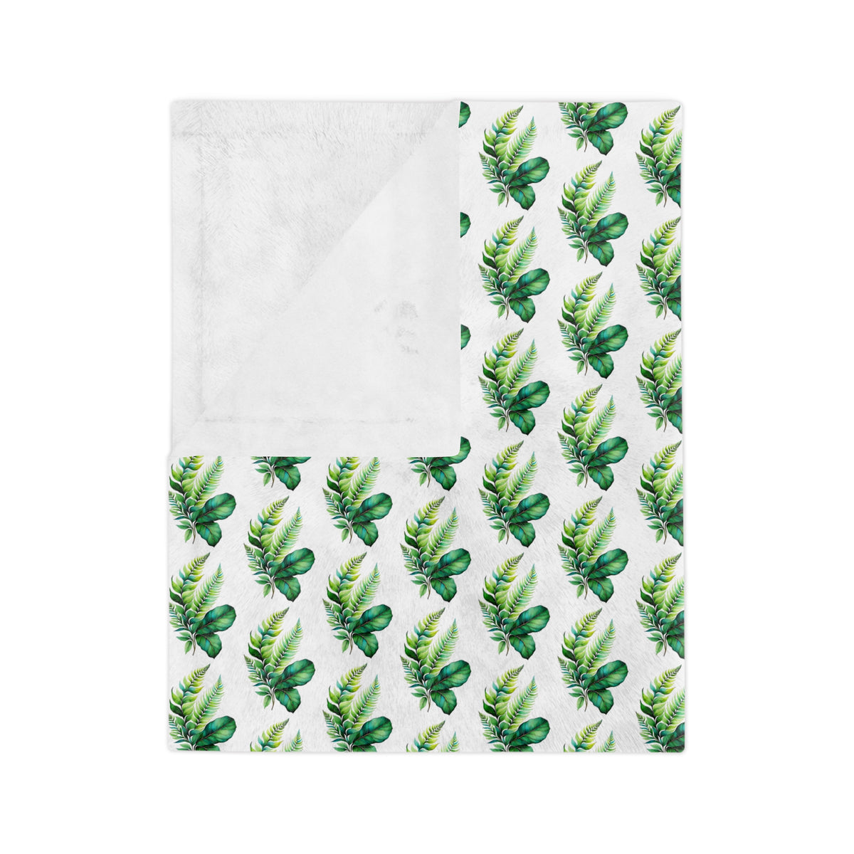 Tropical Palm Leaf Velveteen Microfiber Blanket – Lightweight Green Botanical Throw