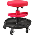 Rolling Garage Stool, 300 LBS Capacity Mechanic Stool with 2.5" Wheels, Tool Trays Storage, Adjustable Height, Red