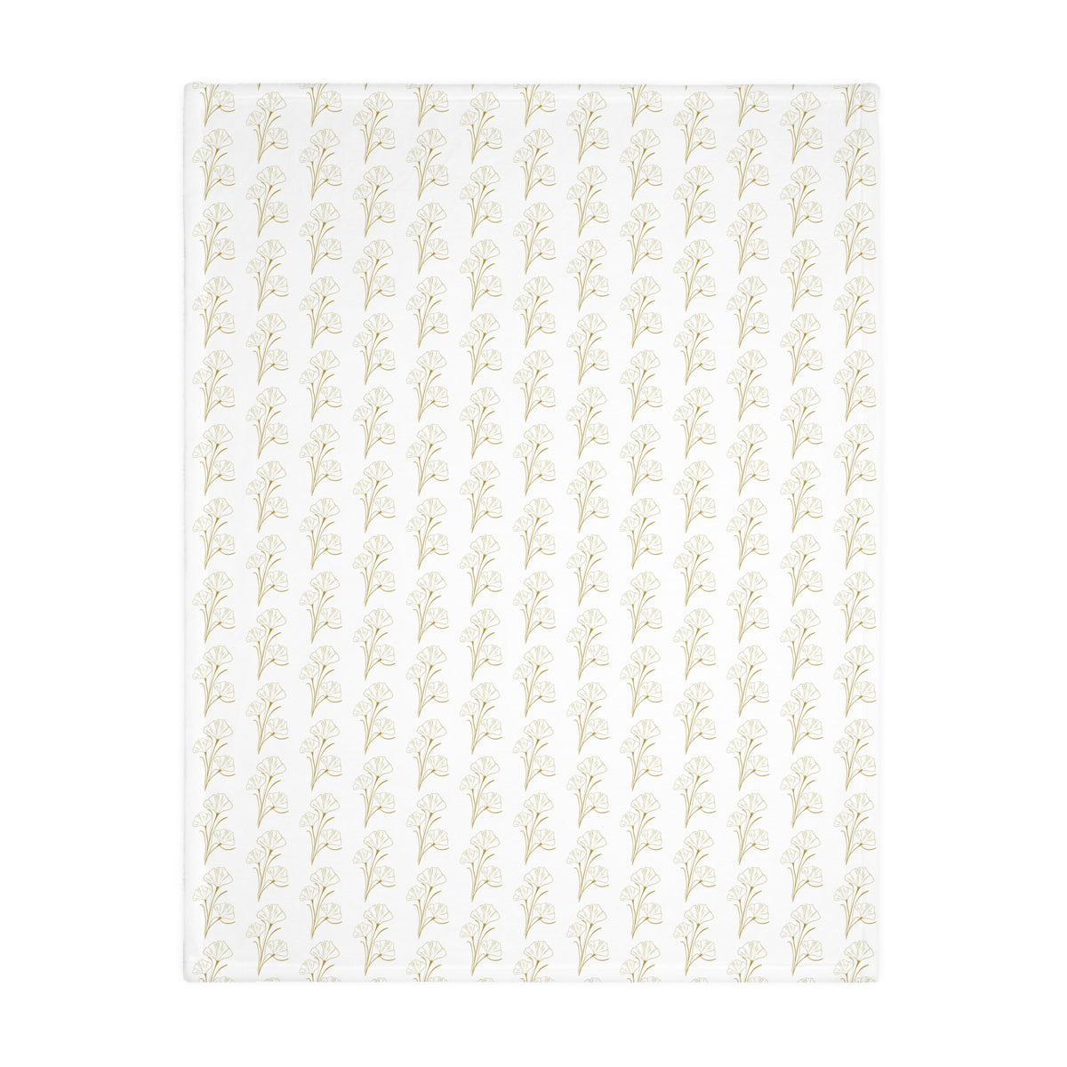 Botanical Velvet Throw Blanket - Neutral Gold Floral Microfiber, Reversible Two-Sided Cozy Throw