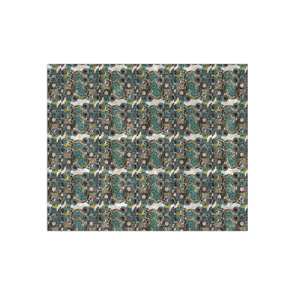 Crushed Velvet Blanket — Luxe Boho Teal & Gold Patterned Throw