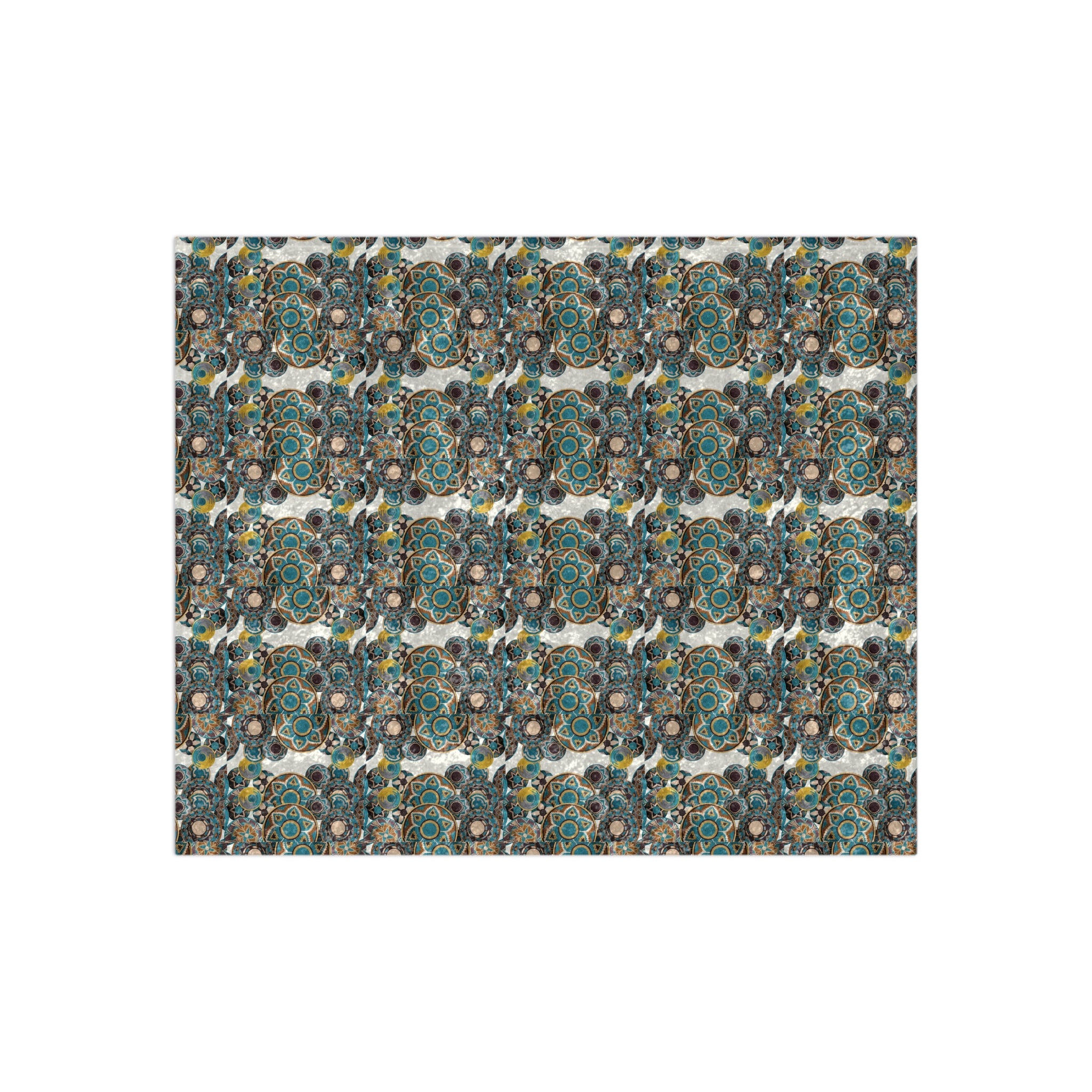 Crushed Velvet Blanket — Luxe Boho Teal & Gold Patterned Throw