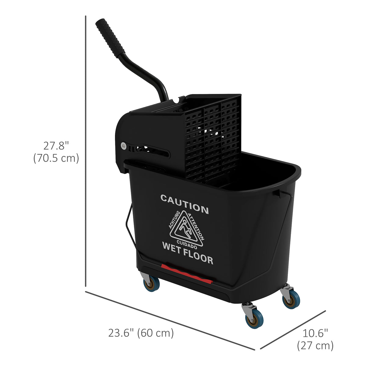 Compact Mop Bucket with Wringer, Mop Bucket on Wheels, 5 Gallon, Separate Dirty and Clean Water, Yellow