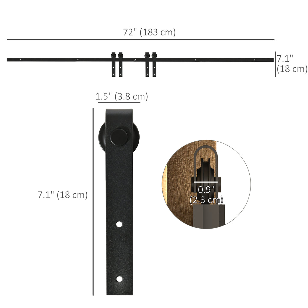 Mini Sliding Barn Door Hardware Kit for Double Doors, TV Stands, Cabinet Barn Door Hardware Kit, Fit 17.7" Wide Door Panel (J Shape), Black