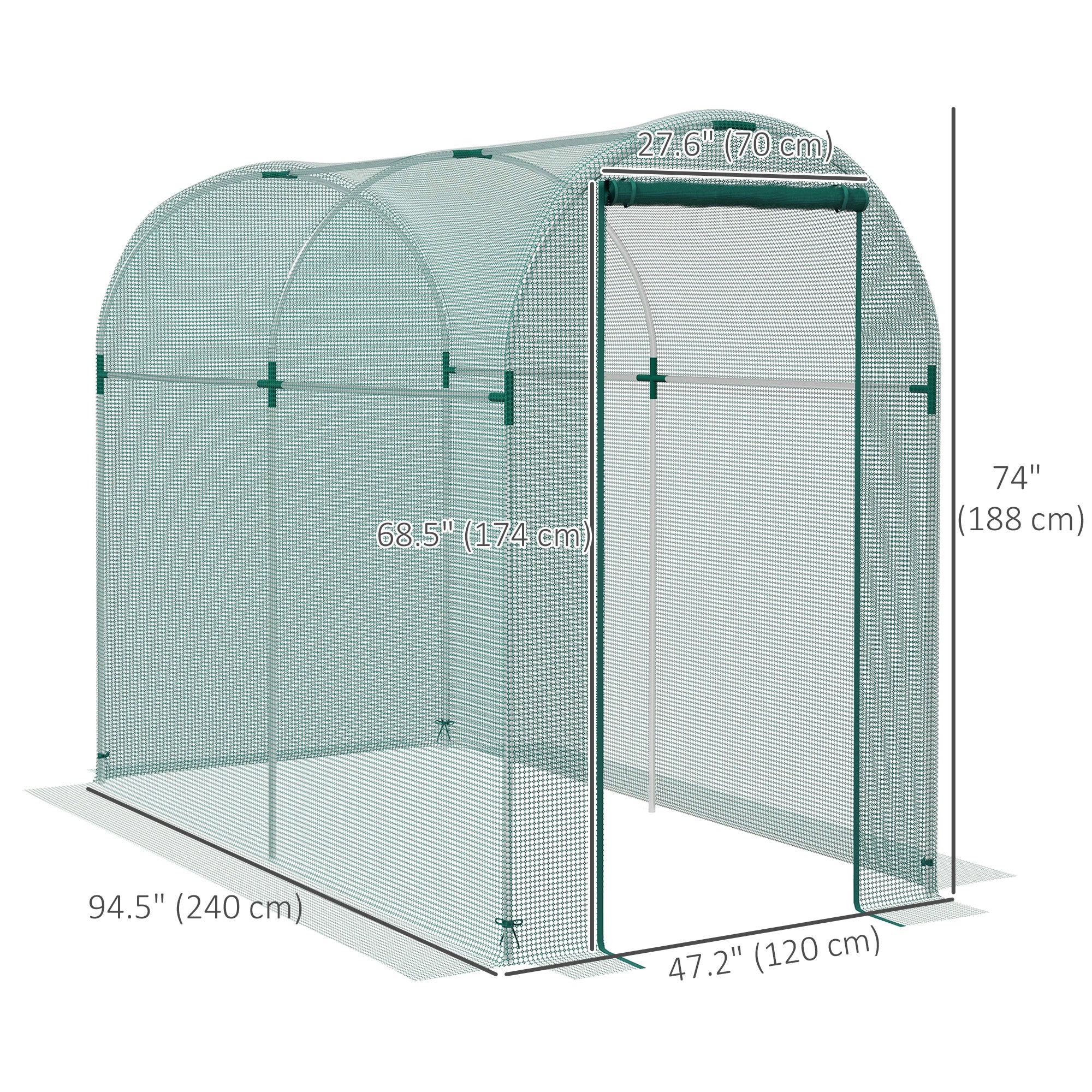 Galvanized Steel Crop Cage, Plant Protection Tent with Zippered Door, 4' x 4', Green