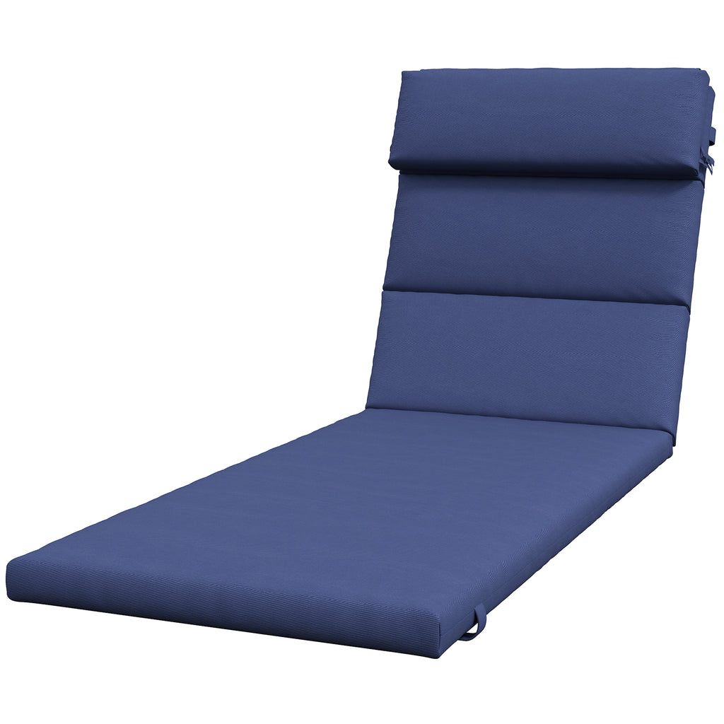 Patio Chaise Lounge Chair Cushion Replacement Sun Lounger Pads with Headrest and Ties, Dark Grey