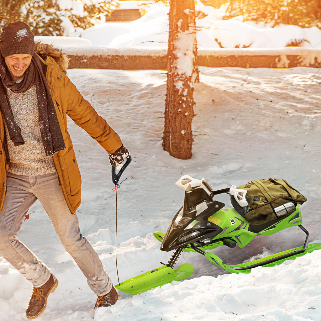 Soozier Kids Snow Racer Sleds with Padded Rubber Seat, Green