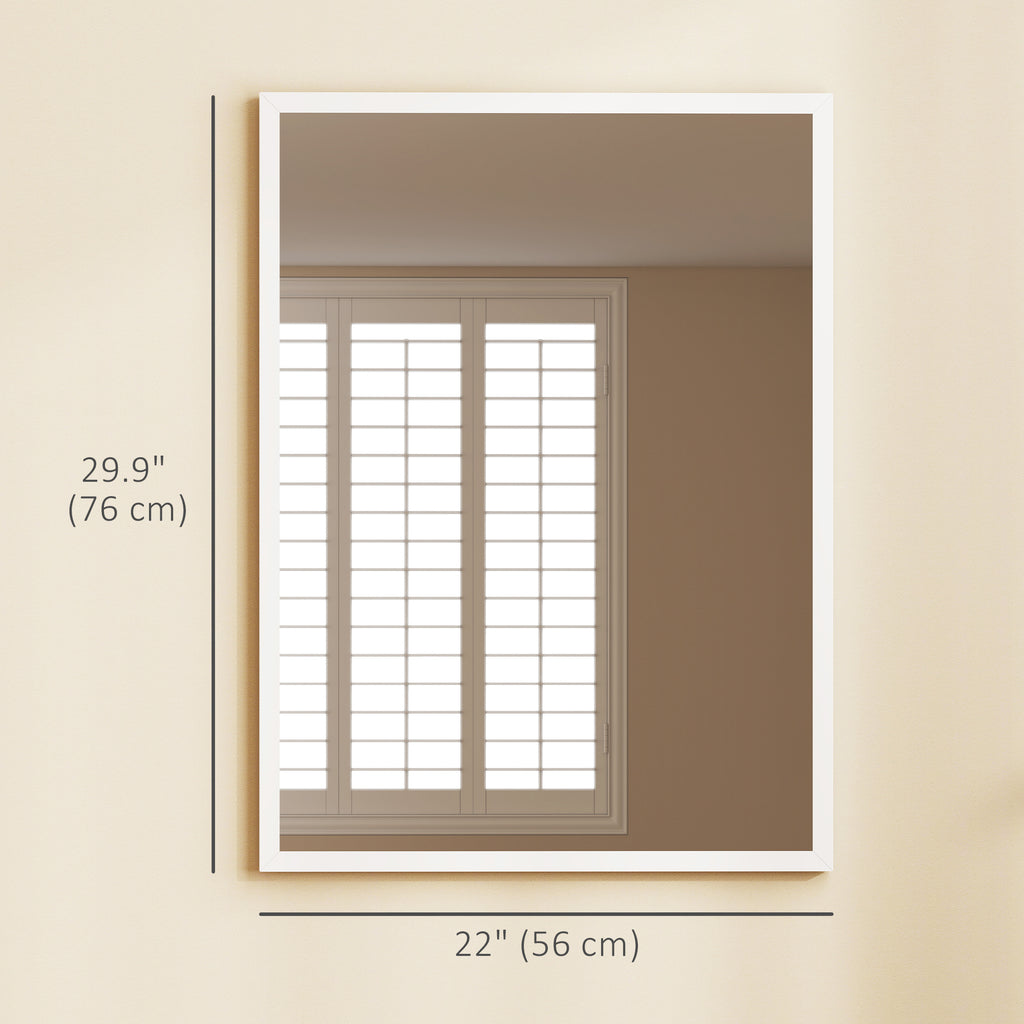 20" x 28" Bathroom Mirror for Wall, Rectangular Mirror for Living Room, Bedroom, Entryway, White